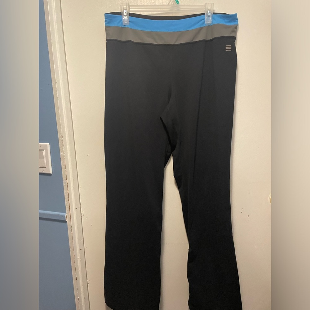 Lands End Black Yoga Pants Blue Band Size Large